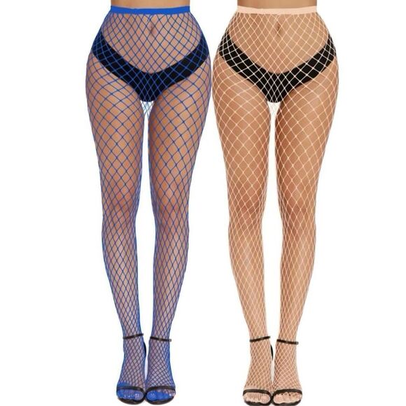 Blue Fishnet Tights - Picture 1 of 1